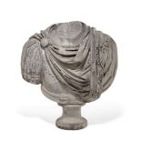 AN ITALIAN CARVED MARBLE BUST OF AN EMPEROR, 18TH CENTURY