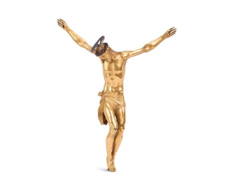 A GILT BRONZE CRISTO MORTO  FLORENTINE, 17TH CENTURY  24.5cm high, 19cm wide    Condition Report:  Some rubbing to gilding an