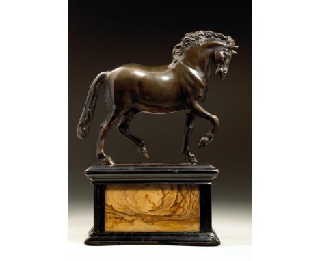 ATTRIBUTED TO FRANCESCO FANELLI (1590-1653)- A BRONZE MODEL OF A PACING HORSE   17TH CENTURY  The horse depicted pacing or am
