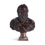 AFTER THE ANTIQUE- A BRONZE BUST OF SOCRATES (C.470-399 B.C.), LATE 17TH/EARLY 18TH CENTURY