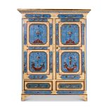 A POLYCHROME-DECORATED AND PARCEL-GILT PINE ARMADIO, ITALIAN, 18TH CENTURY
