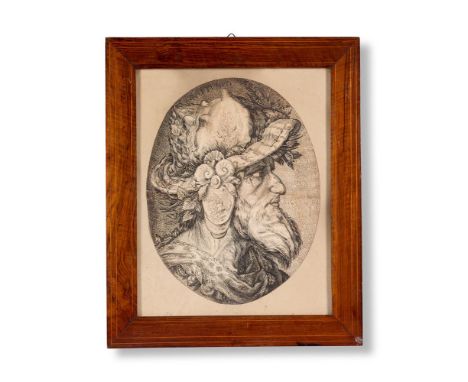 NORTHERN EUROPEAN SCHOOL (17TH CENTURY) PORTRAIT OF NEPTUNE Pen, oval  Inscribed 'NEPTVNVS' (upper centre) 44 x 33cm (17¼ x 1