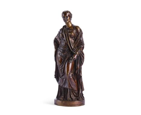 AN ITALIAN BRONZE FIGURE OF THE MATTEI CERES  18TH CENTURY  38cm high, base 12cm wide    Condition Report:  Rubbing to patina