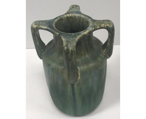 A Ruskin Pottery four handled vase signed to base "W Howson-Taylor" stamped "Ruskin England 1931" 25 cm high together with a 