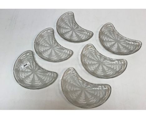 A set of six Lalique "Pissenlit" side plates / salad plates, Pattern No. 3008, each signed "R Lalique France", 20.5 cm long  