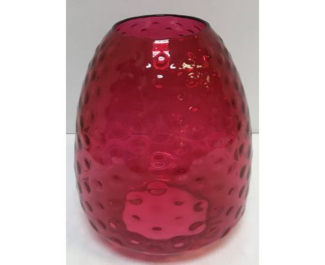 A large 20th Century cranberry glass light shade with all over dot decoration 28.5 cm high CONDITION REPORTS General wear and