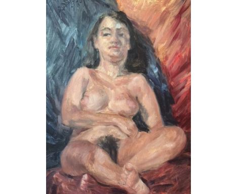 Francis Rudolph (1921-2005), signed and dated 1976, titled verso "Helen", portrait of nude lady, oil on canvas laid on board,