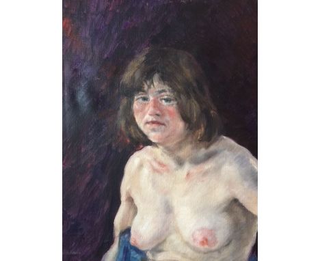 Francis Rudolph (1921-2005), signed, portrait of nude, oil on canvas, 61cm x 55cm