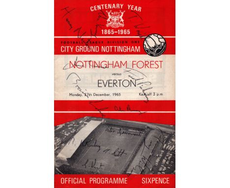 Nottingham Forest v Everton multi signed 1965 programme including names of Brian Labone, Bobby McKinley, Henry Newton, Tommy 