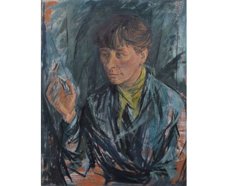 Austin Davies (British 1926-2012) Female portrait, unsigned, oil on board.62cm x 49.5cm (24.5in x 19.5in)Footnote:Painter and