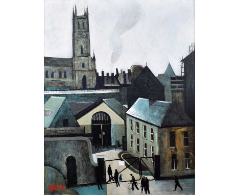Geoffrey Key (British 1941-) "Jackson and Brother Ltd, Wharf Foundry, Bolton", signed and dated '72, oil on canvas.90cm x 70c