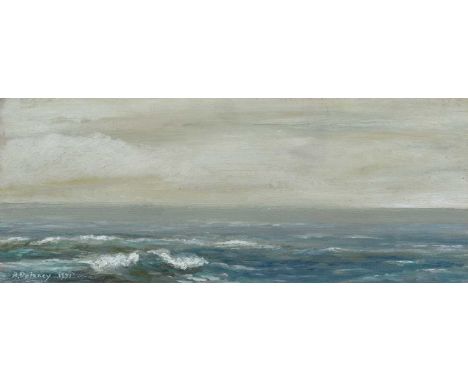 Arthur Delaney (British 1927-1987) Seascape, signed and dated 1971, titled on verso, oil on board.13cm x 33cm (5.25in x 13in)