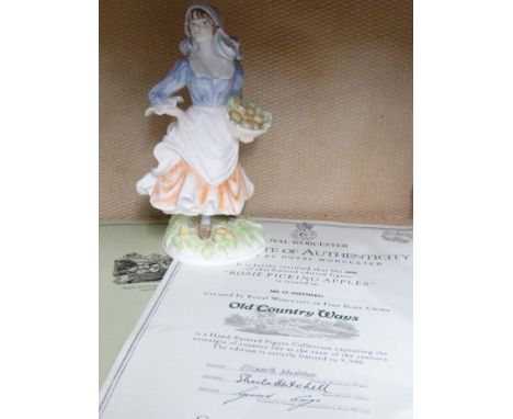 Royal Worcester figurine - Old Country Ways - Rosie Picking Apples 
