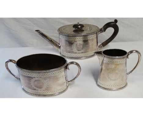 Plated etched 3 piece tea service 