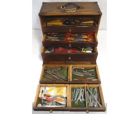 Oak tool chest, watchmakers & other tools 