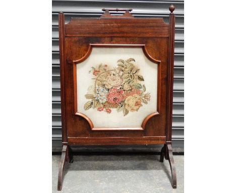 Mahogany tapestry firescreen 