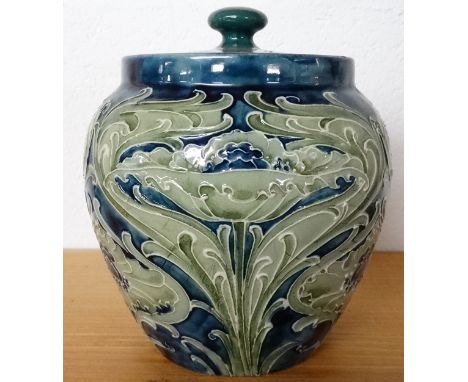 William Moorcroft vase signed (small chips to lid & inner)  5.5' tall 