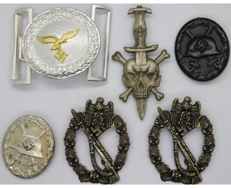 Five replica German WWII badges and awards. P&amp;P Group 1 (£14+VAT for the first lot and £1+VAT for subsequent lots) 