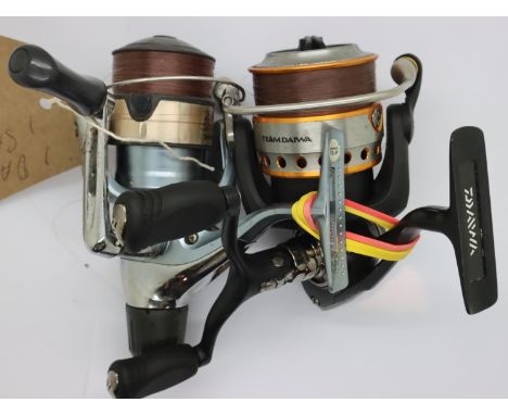 Daiwa fixed spool reel and a Shimano 2500 example. P&amp;P Group 2 (£18+VAT for the first lot and £3+VAT for subsequent lots)