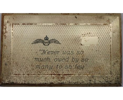 Engraved RAF cigarette case, inscribed with part of Churchills speech. P&amp;P Group 1 (£14+VAT for the first lot and £1+VAT 