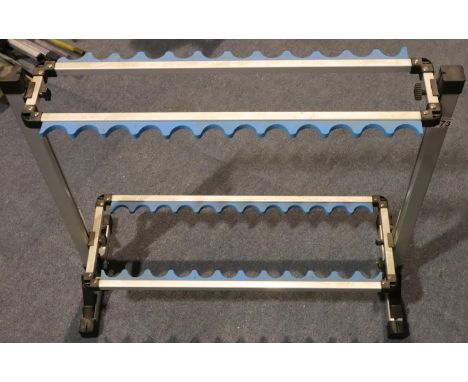 Folding aluminium rod stand for twenty four rods. P&amp;P Group 3 (£25+VAT for the first lot and £5+VAT for subsequent lots) 