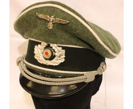 WWII museum quality replica German Army Officers cap. P&amp;P Group 1 (£14+VAT for the first lot and £1+VAT for subsequent lo