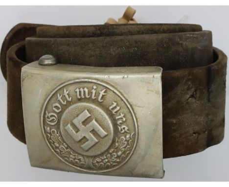 WWII German Police belt and buckle, late War issue, stamped RZM. P&amp;P Group 1 (£14+VAT for the first lot and £1+VAT for su
