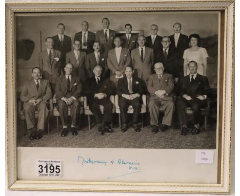 Signed photograph of Montgomery of Alamein, probably at a book launch. P&amp;P Group 1 (£14+VAT for the first lot and £1+VAT 