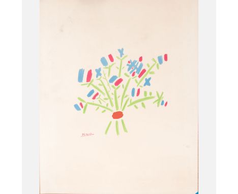 Pablo Ruiz Picasso (1881 – 1973) – Graphic, flower bunch, lithograph on paper by Cuco Art, on the reverse numbered 553 and de