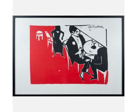 Ernst Ludwig Kirchner ( 1880 -1938 ) - graphic, lithograph on paper, framed under glass, 55x77cm