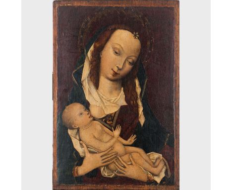 Netherlandish Artist 15/16 th Century, Maria with child temperea on oak panel , 34x23 cm