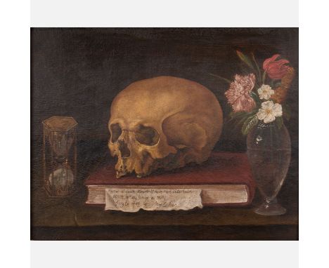 Evert Collier ( 1642 - 1708 )- manner, memento mori, oil on canvas, laid down on panel, framed, 33x40cm