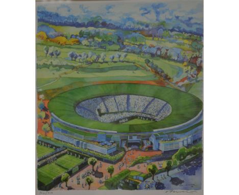 After Peter Welton, Wimbledon, colour print, signed, limited edition no.362/850, 37cm x 31cm.