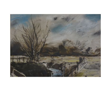 Peter Newcombe, Oak Tree, watercolour, signed and dated 1973, circular, diameter 25cm; another watercolour, Wagon; another wa