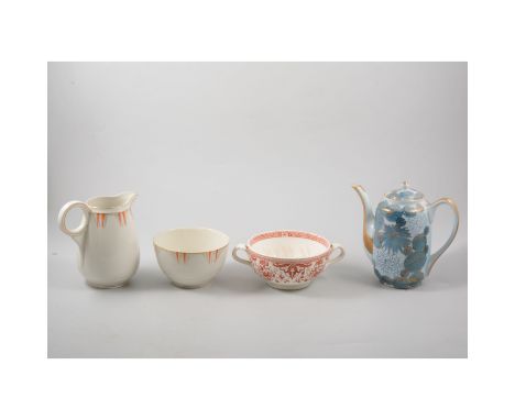 Minton earthenware part tea service, floral decoration, printed in orange; large collection of teaware, etc. (2 boxes)