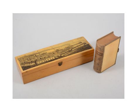 Douglas Isle of Man illustrated box, fan, figures, playing cards etc. 