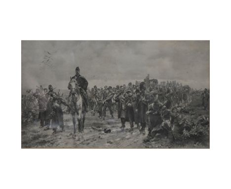 After Lady Butler, The Return from Inkermann, colour print, 35cm x 62cm; and a small print, Chapel. (2)