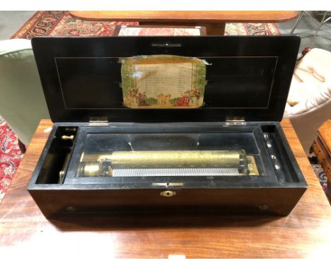 19th Century Swiss musical box, marquetry case,  playing twelve airs.