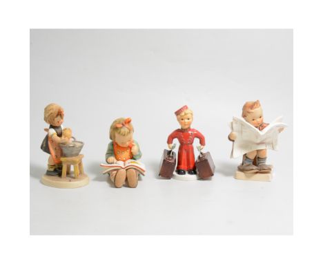 A collection of ten Goebel Hummel figures to include:- Excelsior Bell Boy, Latest News, Doll Bath, Little Bookkeeper, Doll Mo