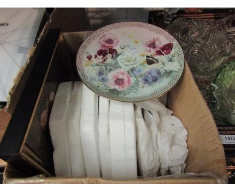 A selection of collectors plates including Royal Worcester floral designs, together with a Bradex framed ceramic tile  (9)   
