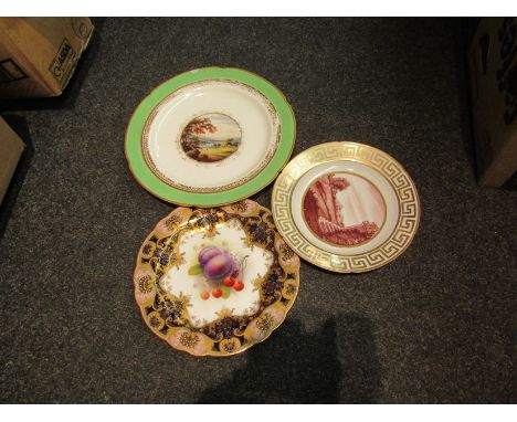 Two various Derby porcelain scenic plates "View on the River Trent from Donington Park, Leicestershire" and "The White Cross 