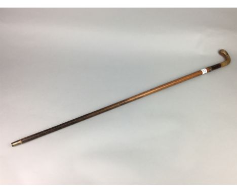 VICTORIAN MALACCA SWORD STICK, with horn handle