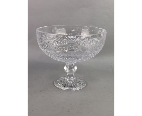 STUART CUT GLASS FRUIT BOWL, 17cm high, 20cm dimameter, along with three other glass bowls