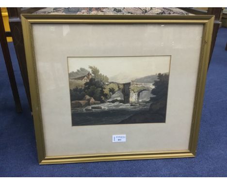 AFTER SAMUEL PROUT (BRITISH 1873 - 1852), SHAUGH BRIDGE, DEVON hand coloured lithograph 19cm x 26cm Mounted, framed and under