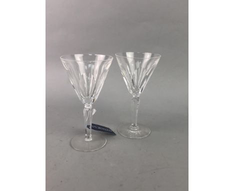LOT OF WATERFORD CRYSTAL GLASSES, along with other cut glass, including wine and other glasses, tumblers, and a dish