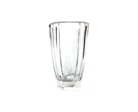 ORREFORS GLASS VASE BY SVEN PALMQVIST, of octagonal form, signed, 17.5cm high