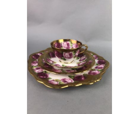 ROYAL ALBERT FLORAL TEA SERVICE, comprising six trios, two sandwich plates, two cake plates, cream and sugar, along with othe