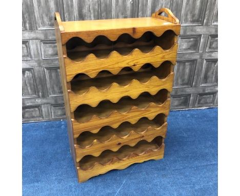 MODERN STAINED WOOD WINE RACK, 59cm wide, 97cm high