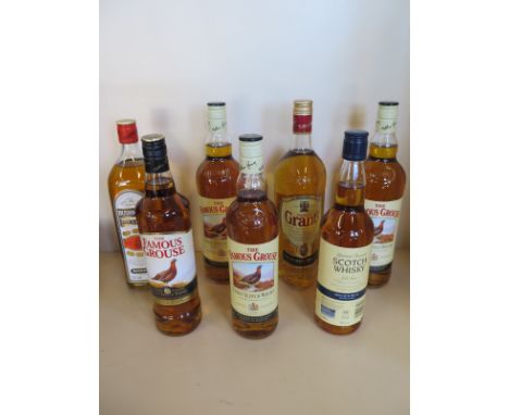 Seven bottles of Scotch whisky, two 1 litre bottles of Famous Grouse, a William Grant 1 litre bottle, Bushmills 1litre and ot