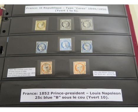 Stamp collection - France 1849 to 2017, Extensive and valuable collection, 1000's housed in six slip case ring binder albums 